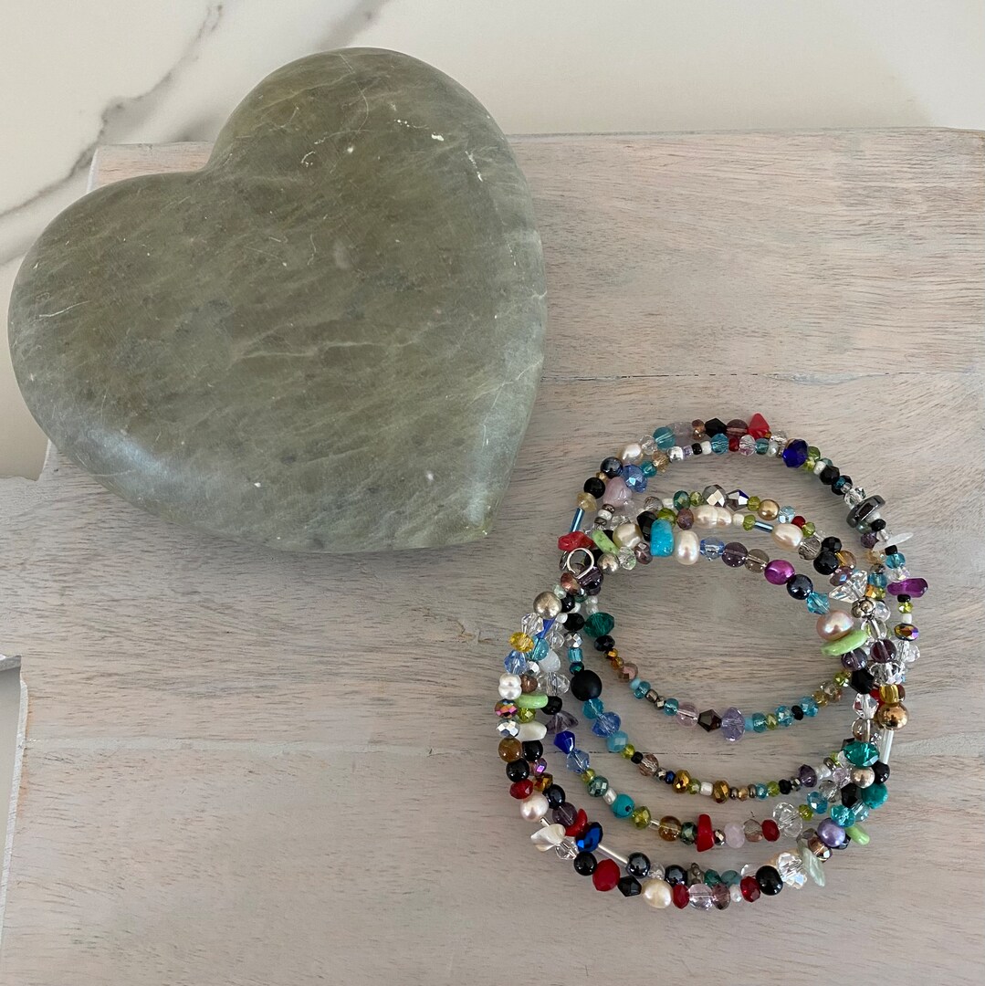 Beaded Memory Wire Bracelet Seed Bead Wrap Bracelet Multi-Color Glass Bead Wrap Bracelet Boho Bracelet Boho Jewelry MakerPlace by Michaels